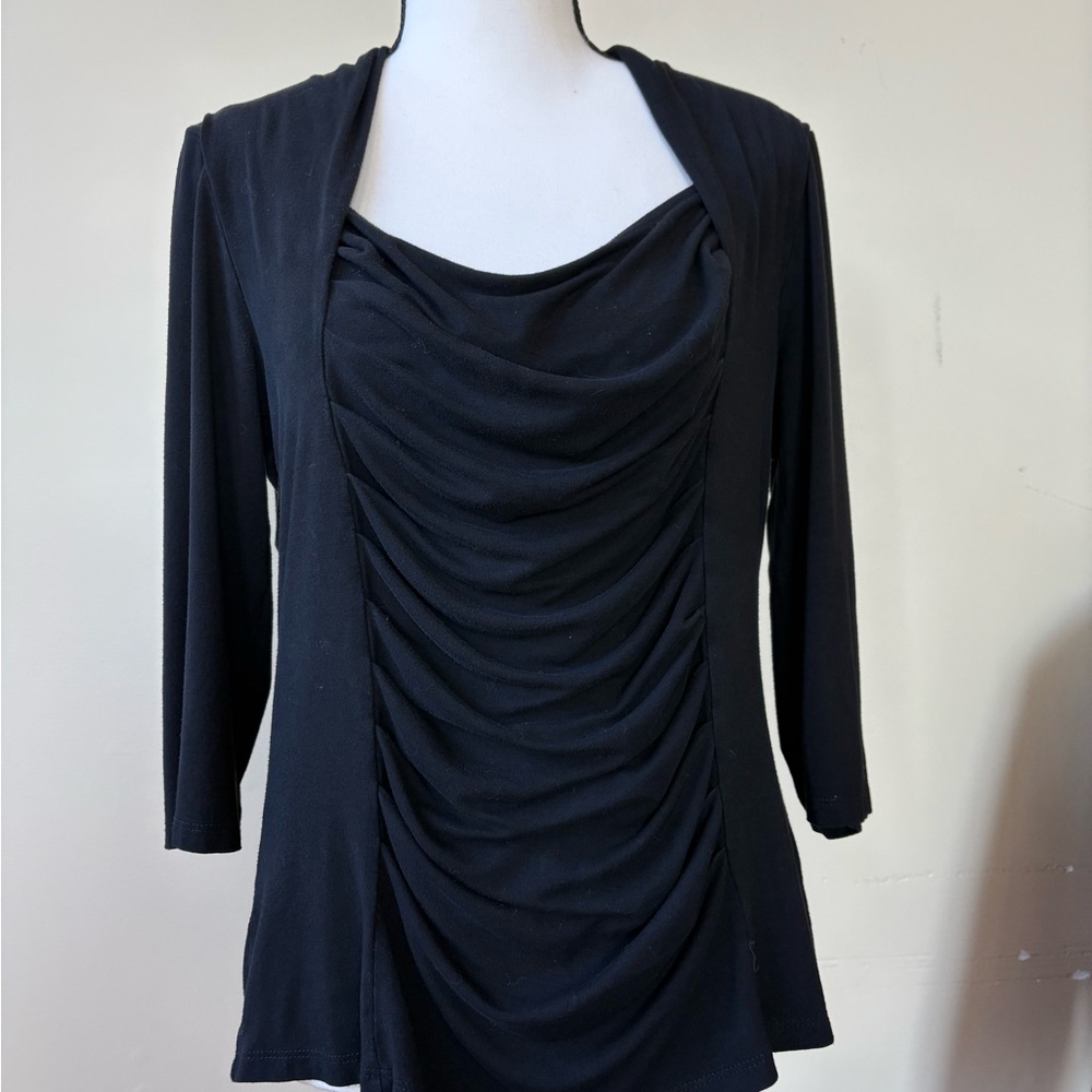 Ronen Chen Black Draped Blouse - Size M